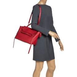 Pre Owned Celine Red Leather Belt Top Handle Bag