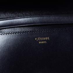 Pre Owned Celine Eggplant Purple Leather Medium Classic Box Shoulder Bag