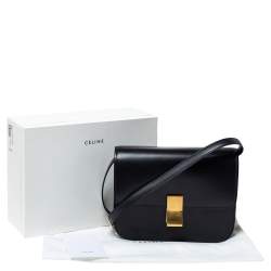 Pre Owned Celine Eggplant Purple Leather Medium Classic Box Shoulder Bag