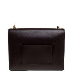 Pre Owned Celine Dark Burgundy Leather Large Case Chain Flap Shoulder Bag