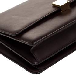 Pre Owned Celine Dark Burgundy Leather Large Case Chain Flap Shoulder Bag