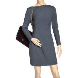 Pre Owned Celine Dark Burgundy Leather Large Case Chain Flap Shoulder Bag