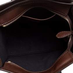 Pre Owned Celine Navy Blue/Brown Leather Nano Luggage Tote