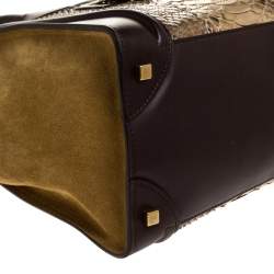 Pre Owned Celine Multicolor Python,Suede and Leather Mini Luggage Tote