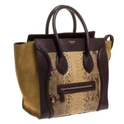 Pre Owned Celine Multicolor Python,Suede and Leather Mini Luggage Tote