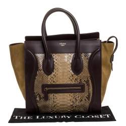 Pre Owned Celine Multicolor Python,Suede and Leather Mini Luggage Tote