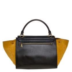 Pre Owned Celine Multicolor Leather and Suede Medium Trapeze Top Handle Bag