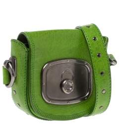 Pre Owned Celine Olive Green Leather Shoulder Bag