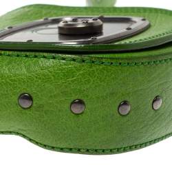 Pre Owned Celine Olive Green Leather Shoulder Bag