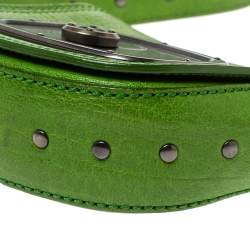 Pre Owned Celine Olive Green Leather Shoulder Bag