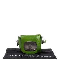 Pre Owned Celine Olive Green Leather Shoulder Bag