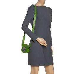 Pre Owned Celine Olive Green Leather Shoulder Bag