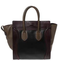 Pre Owned Celine Tri Color Leather Mini Luggage Tote