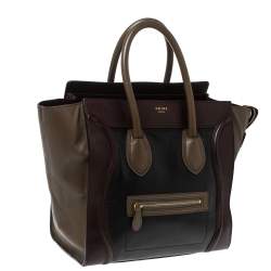 Pre Owned Celine Tri Color Leather Mini Luggage Tote