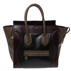 Pre Owned Celine Tri Color Leather Mini Luggage Tote