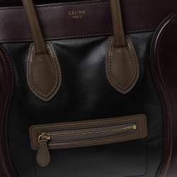 Pre Owned Celine Tri Color Leather Mini Luggage Tote
