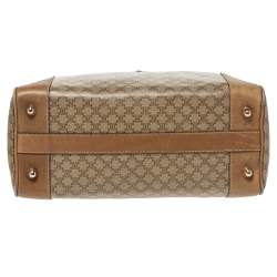 Celine Beige Coated Canvas and Leather Macadam Boston Bag