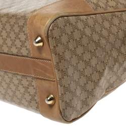 Celine Beige Coated Canvas and Leather Macadam Boston Bag