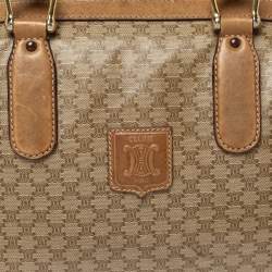 Celine Beige Coated Canvas and Leather Macadam Boston Bag