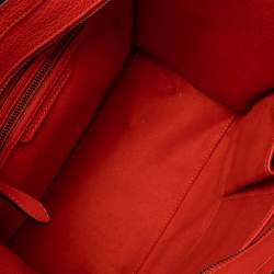 Pre Owned Celine Orange Leather Micro Luggage Tote