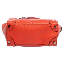 Pre Owned Celine Orange Leather Micro Luggage Tote