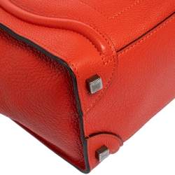 Pre Owned Celine Orange Leather Micro Luggage Tote