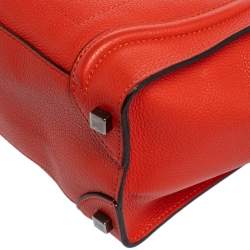 Pre Owned Celine Orange Leather Micro Luggage Tote