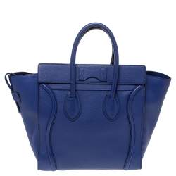 Pre Owned Celine Blue Leather Mini Luggage Tote