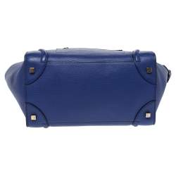 Pre Owned Celine Blue Leather Mini Luggage Tote
