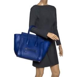 Pre Owned Celine Blue Leather Mini Luggage Tote