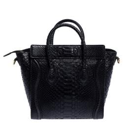 Pre Owned حقيبة سيلين نانو لاغيدج جلد و جلد ثعبان ثلاثي اللون