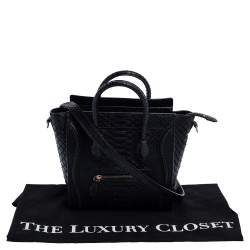 Pre Owned حقيبة سيلين نانو لاغيدج جلد و جلد ثعبان ثلاثي اللون