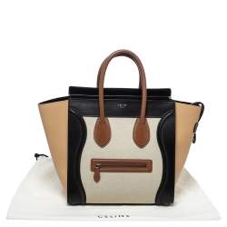 Pre Owned Celine Multicolor Leather and Canvas Mini Luggage Tote