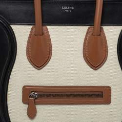 Pre Owned Celine Multicolor Leather and Canvas Mini Luggage Tote