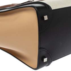 Pre Owned Celine Multicolor Leather and Canvas Mini Luggage Tote