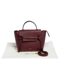 Pre Owned Celine Red Leather Micro Belt Top Handle Bag
