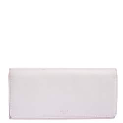 Celine Compact Bicolor Strap Wallet Beige Pink Leather Free Shipping