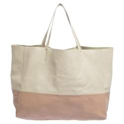 Pre Owned Celine Nude/Light Beige Leather Horizontal Cabas Tote