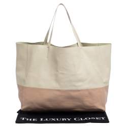 Pre Owned Celine Nude/Light Beige Leather Horizontal Cabas Tote
