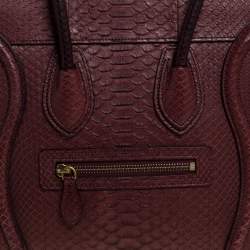 Pre Owned Celine Burgundy Python Micro Luggage Tote