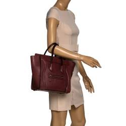 Pre Owned Celine Burgundy Python Micro Luggage Tote