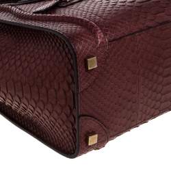 Pre Owned Celine Burgundy Python Micro Luggage Tote