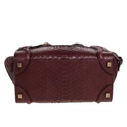 Pre Owned Celine Burgundy Python Micro Luggage Tote