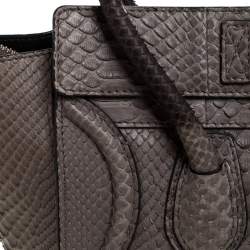 مملوكة مسبقًا Celine Grey Python Micro Luggage Tote