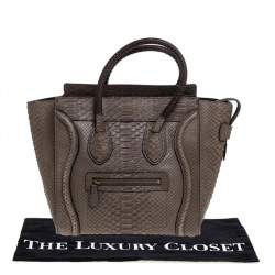 مملوكة مسبقًا Celine Grey Python Micro Luggage Tote