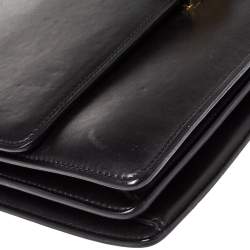 Pre Owned Celine Black Leather Large Case Flap Chain Bag