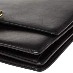 Pre Owned Celine Black Leather Large Case Flap Chain Bag