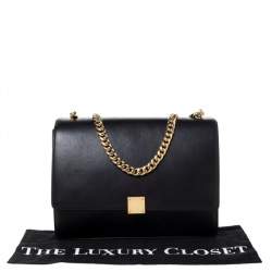Pre Owned Celine Black Leather Large Case Flap Chain Bag