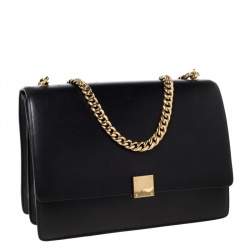 Pre Owned Celine Black Leather Large Case Flap Chain Bag