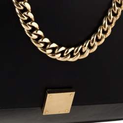 Pre Owned Celine Black Leather Large Case Flap Chain Bag